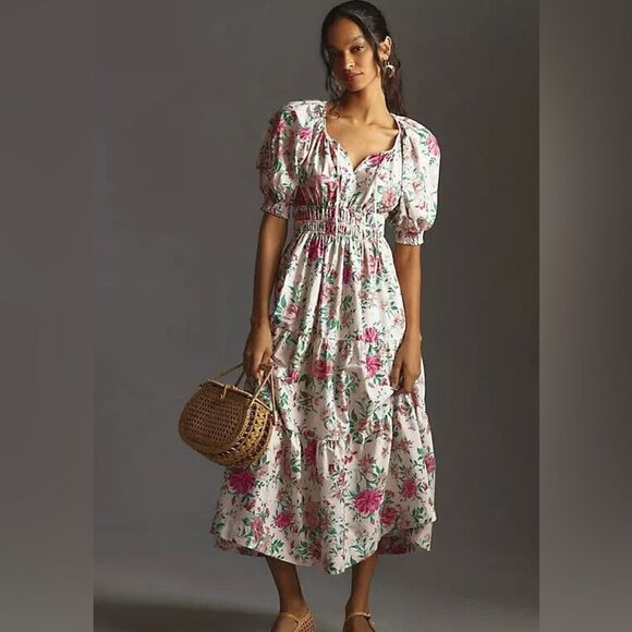Anthropologie Somerset Puff Sleeve Tiered Maxi Dress NWT - Picture 1 of 13